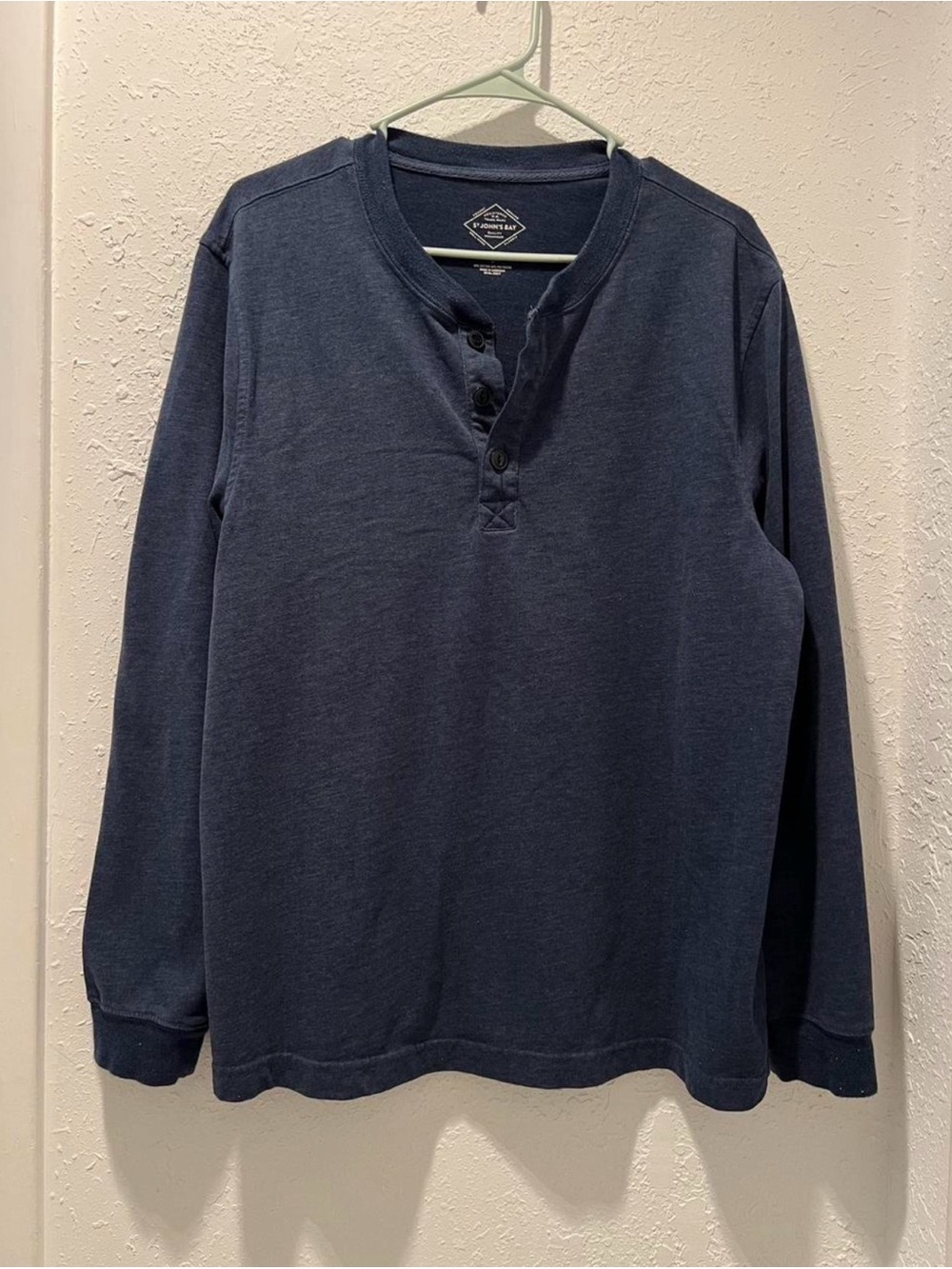 St. John's Bay Navy Long-Sleeve Henley Shirt